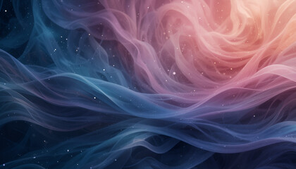 abstract background with wavy lines in pink, blue and purple tones.  The delicate and dreamy design is suitable for use as a background for various projects.,