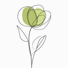 Minimalist flower illustration with green accents