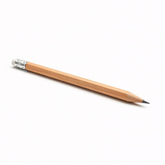Wooden pencil isolated on white background with clipping path. Top view.