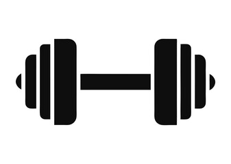barbell icon, dumbbell silhouette vector illustration 