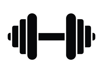 barbell icon, dumbbell silhouette vector illustration 