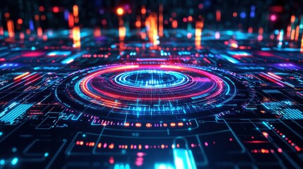 Exploring futuristic data visualization and graphic design in virtual tech worlds