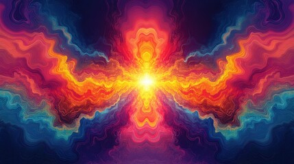 Fototapeta premium A vibrant abstract design resembling a cosmic explosion of colors.