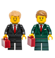 Fototapeta premium Two lego figures - Businessmen with briefcase