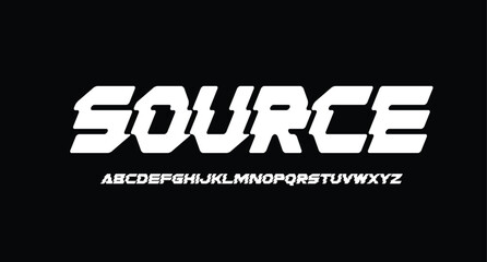Source, Sport Modern Future bold Alphabet Font Logo. Typography urban italic style fonts technology, sport, movie brand and logos. vector illustration
