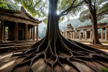 Obraz premium Ancient temple in forest