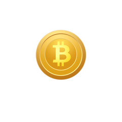 Bitcoin gold coin isolated on transparent background, png image 