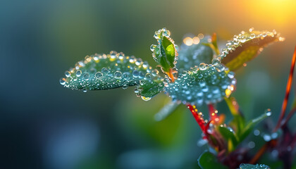 a close up of a plant with water droplets