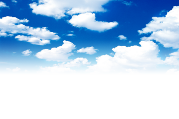 blue sky with white clouds in png, transparent background of blue sky and white clouds