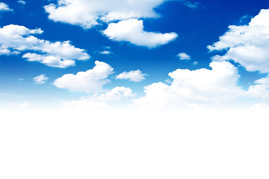 blue sky with white clouds in png, transparent background of blue sky and white clouds