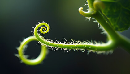 a close up of a green plant with a cater cater crawling on it