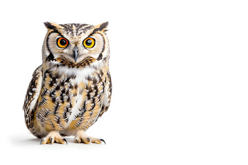 Fototapeta premium Owl is sitting isolated on white background 