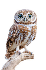 Owl is sitting isolated on white background
