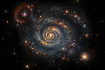 Cosmic Nebula with Stars and Gas Clouds