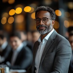 CEO giving a presentation to colleagues in a conference room.