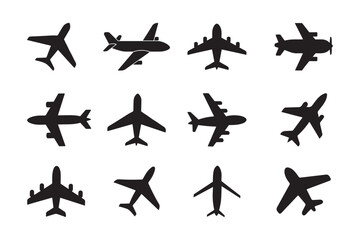 Airplane icon set vector illustration on white background
