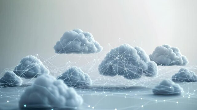 Digital cloud network connectivity in abstract futuristic environment