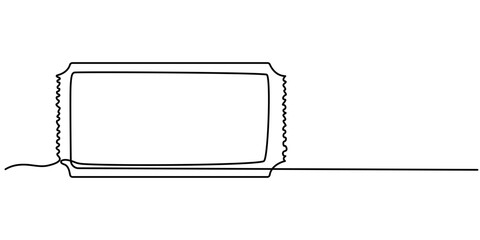 cinema Ticket continuous one line drawing, Ticket Single Line Icon, Single continuous line drawing of ticket. one line draw design graphic vector illustration, Cinema tickets seamless texture.