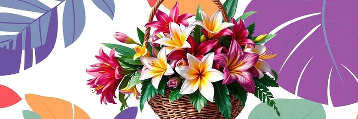 Floral Extravaganza: Exotic Blooms in Bold Contemporary Basket