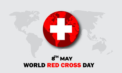 Obraz premium World red cross day concept vector illustration, 8th may red cross health concept with vector elements. Paper Art and Paper Cut Out Concept.