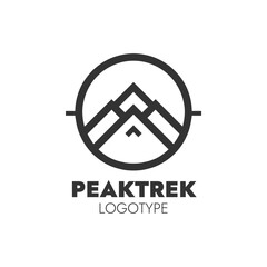 PeakTrek logo featuring a stylized mountain within a circle, symbolizing adventure and outdoor exploration