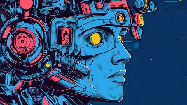 Colorful Cartoon Robot DJ Illustration in Graffiti Style Vector Art