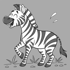 Joyful Cartoon Zebra: Black & White Stripes.