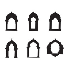 set of vector icons of mosque. Islamic Arch Design Templates
