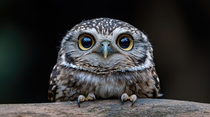 Obraz premium Adorable owl portrait, forest background, wildlife photography, nature imagery