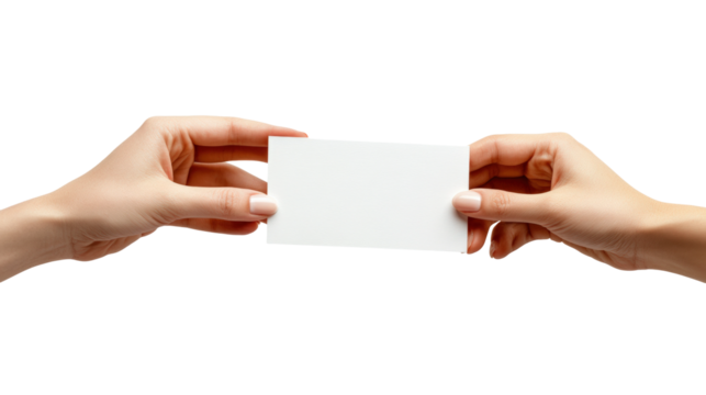 Minimalist networking exchanging business cards professionally isolated on transparent background