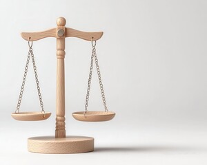 Minimalist wooden balance scale with no weight, symbolizing potential, solid earthy taupe background