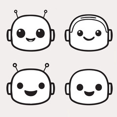 Illustration set of cute Smiling chatbot