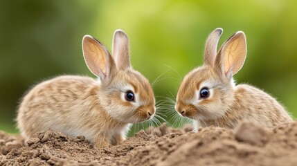 Obraz premium Adorable Baby Rabbits Playing Together in a Natural Setting