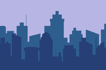 Obraz premium City skyline vector illustration. Landscape in flat style. City silhouette. Cityscape backgrounds. Daytime city skyline.