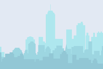 Fototapeta premium City skyline vector illustration. Landscape in flat style. City silhouette. Cityscape backgrounds. Daytime city skyline.