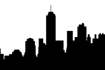 Naklejka premium City skyline vector illustration. Landscape in flat style. City silhouette. Cityscape backgrounds. Daytime city skyline.