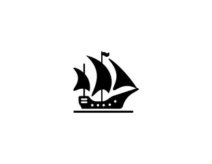Vector illustration of a sailing ship in a minimalist style on a white background for a logo	