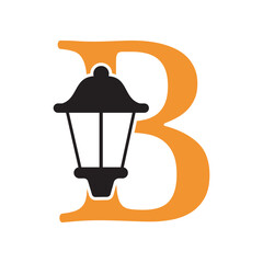 Initial Lantern Logo Combine With Letter B Vector Template