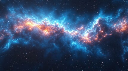 Obraz premium A vibrant cosmic scene depicting a nebula with glowing gases and stars.