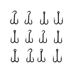 fishing hooks silhouettte vector art illustration 