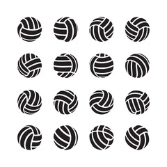 volleyball icons silhouette, minimalist design, black and white