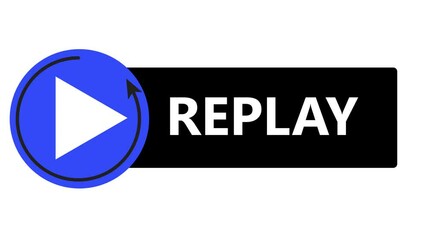 Replay text animation for video playback loops media restart prompts and engaging.