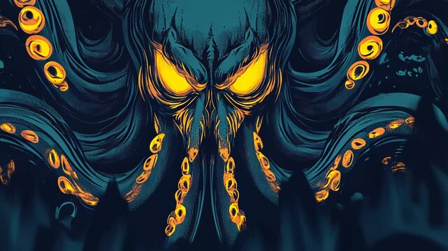 Intricate Octopus and Squid Pattern Illustration for Halloween Design