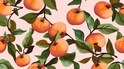 Stunning Peachy Fruit Pattern Design for Home Decor and Textiles