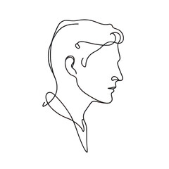 Poster encadré Minimalist One Line Drawing of a Man's Face in Profile