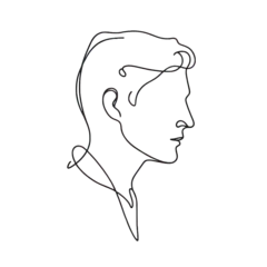 Minimalist One Line Drawing of a Man's Face in Profile