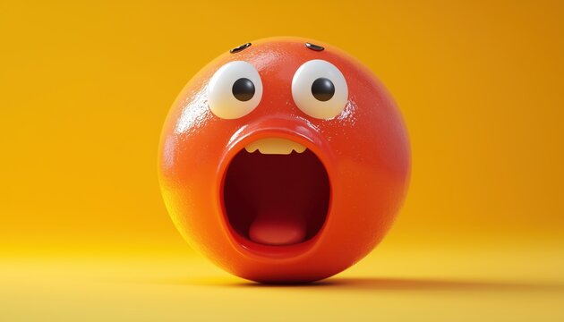 Excited Cute Monster Toy: A Rendered Abstract Emoji Face Representing Emotional Expressions And Playful Emotions. Perfect As A Gift For Kids.