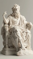 Obraz premium Majestic marble statue of zeus museum gallery sculpture art environment front view cultural heritage concept
