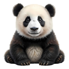Fototapeta premium Adorable baby panda sitting isolated on wildlife animal cub zoo fur paw on transparent background