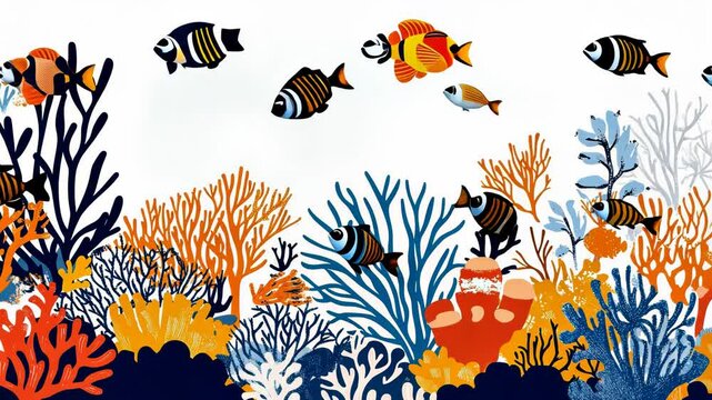 Colorful Cartoon Fish and Marine Life Vector Illustration Set for Underwater Aquarium Decor